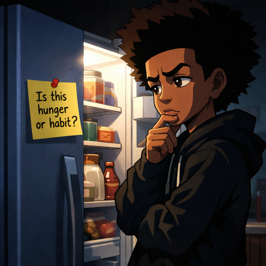 Sticky note on fridge symbolizing fasting and seeking God over comfort food