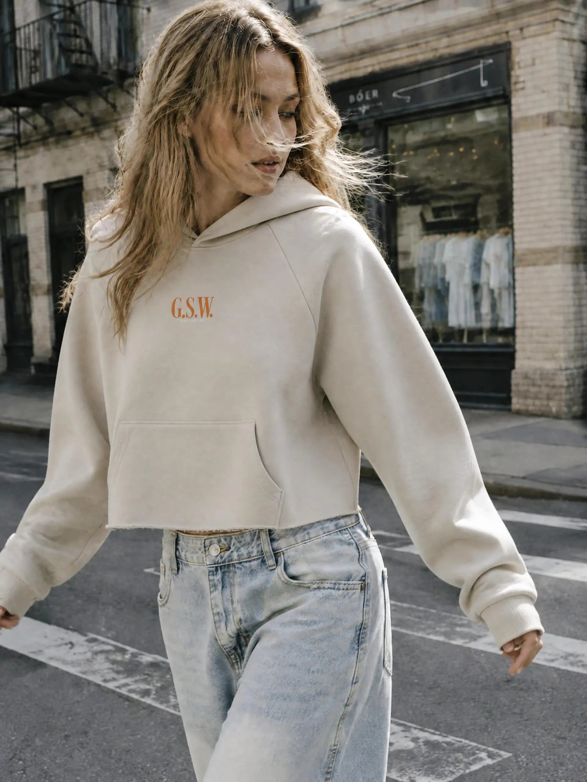 GSW Raw Edge Boxy Hoodie